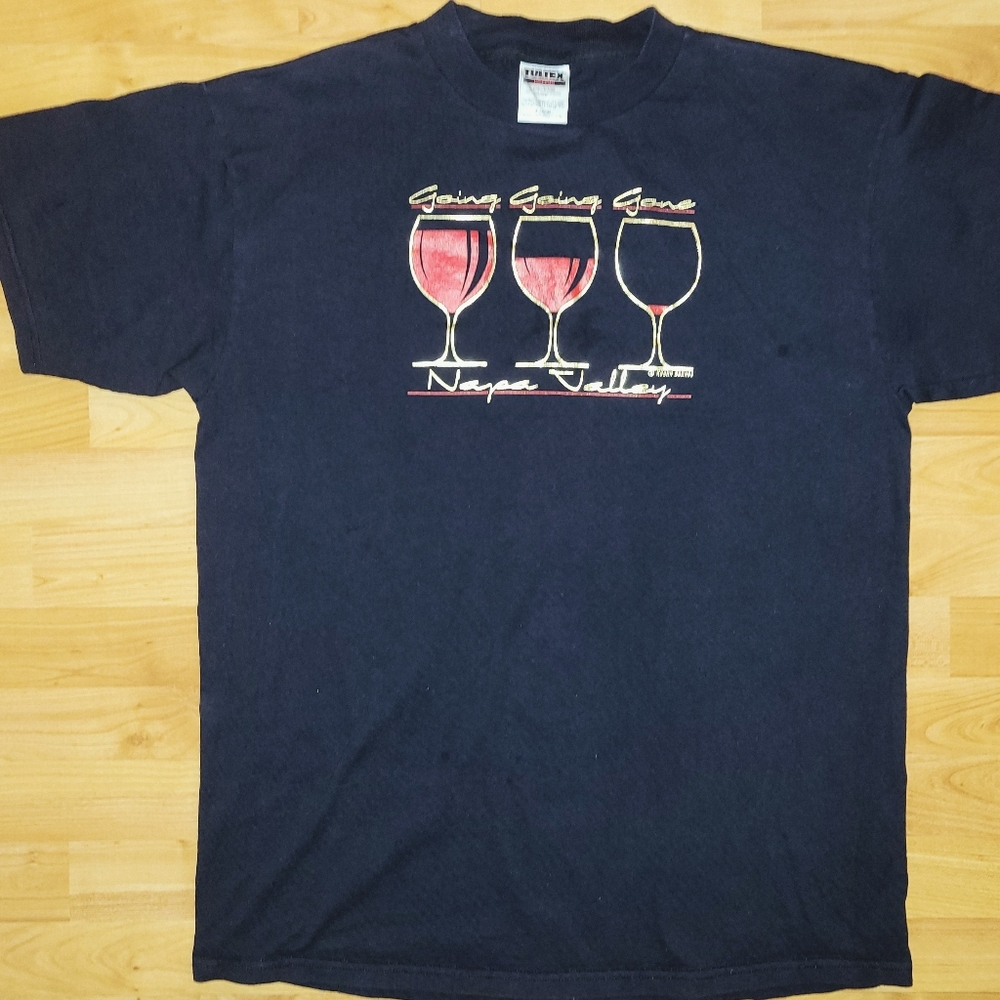 Vintage Wine Napa Valley Funny Winery Tee, "Going, Going, Gone" Tultex Tag XL